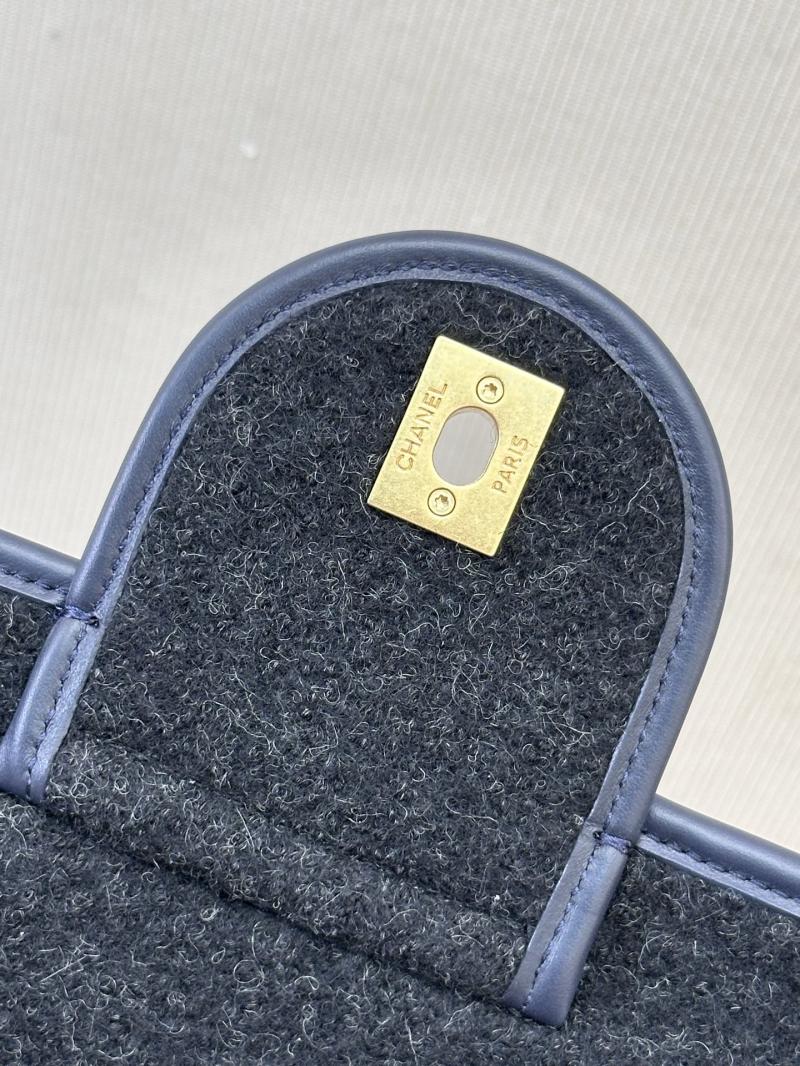 Chanel Large Wool Flap Bag Black AS5850