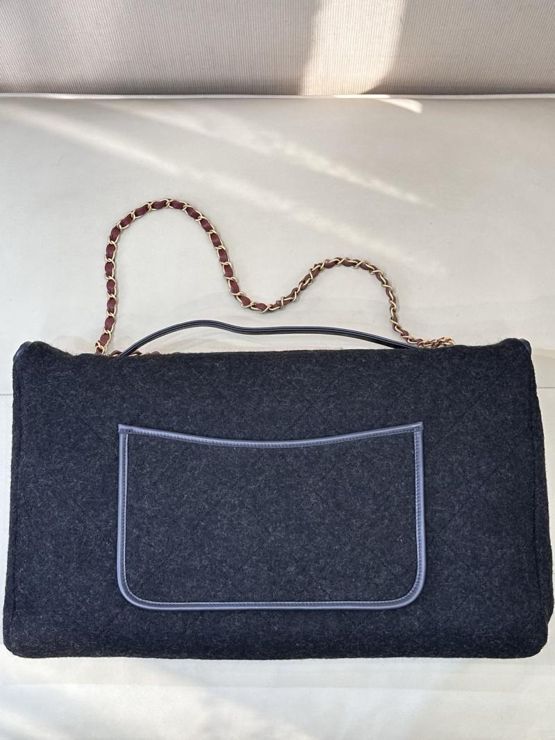Chanel Maxi Wool Flap Bag Black AS5852