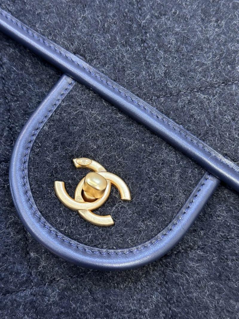 Chanel Maxi Wool Flap Bag Black AS5852