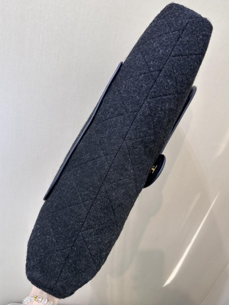 Chanel Maxi Wool Flap Bag Black AS5852