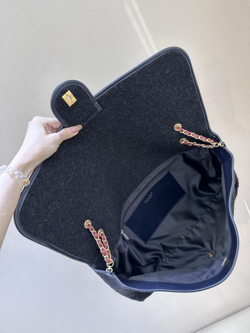 Chanel Maxi Wool Flap Bag Black AS5852