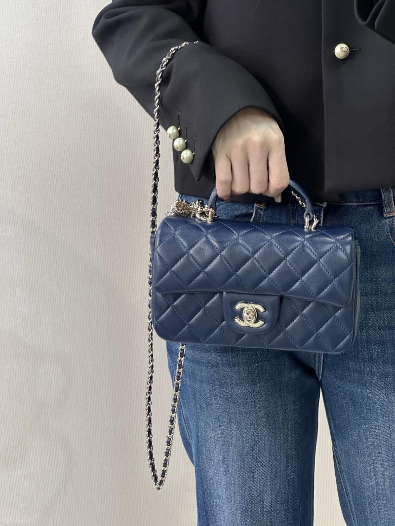 Chanel Mini Classic Handbag Blue AS2431
