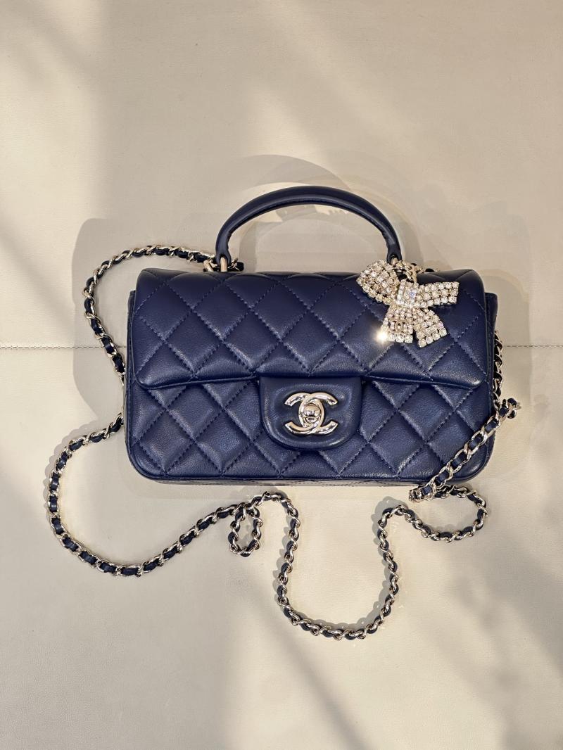 Chanel Mini Classic Handbag Blue AS2431
