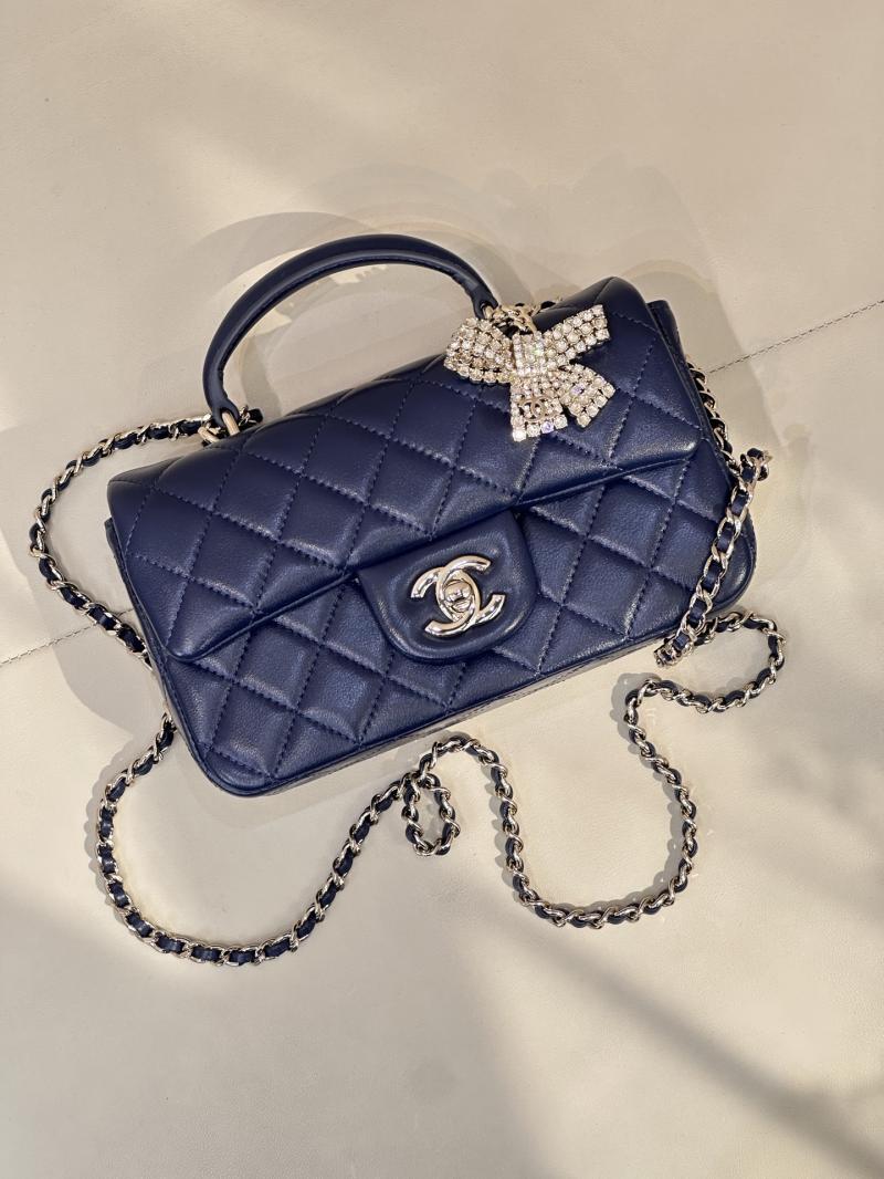 Chanel Mini Classic Handbag Blue AS2431