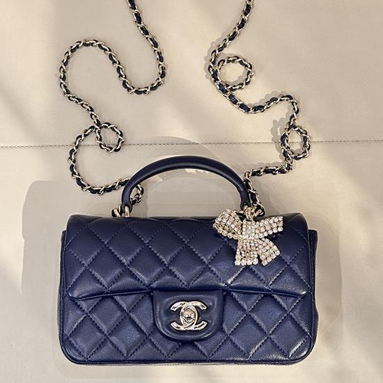 Chanel Mini Classic Handbag Blue AS2431 Chanel Mini Classic Handbag Blue AS2431