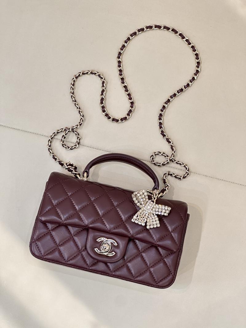 Chanel Mini Classic Handbag Burgundy AS2431