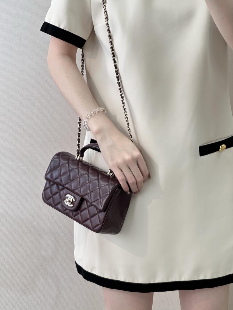 Chanel Mini Classic Handbag Burgundy AS2431