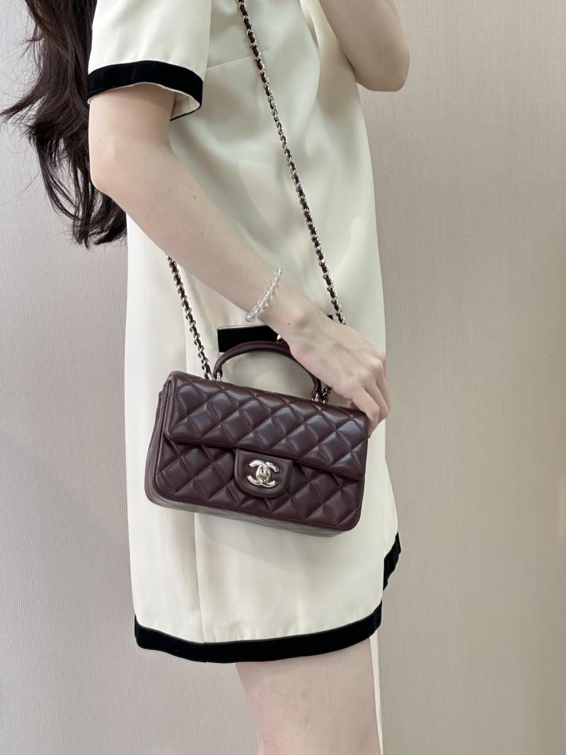 Chanel Mini Classic Handbag Burgundy AS2431