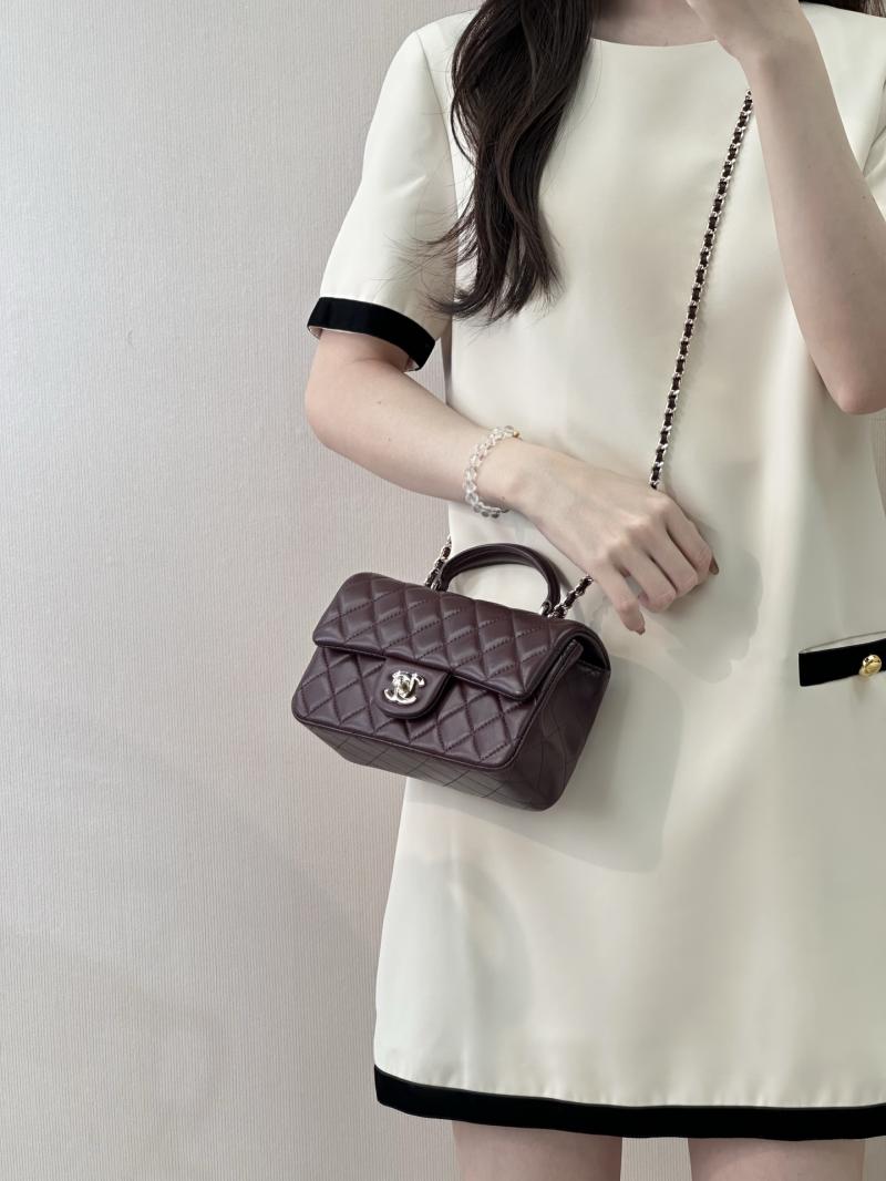Chanel Mini Classic Handbag Burgundy AS2431