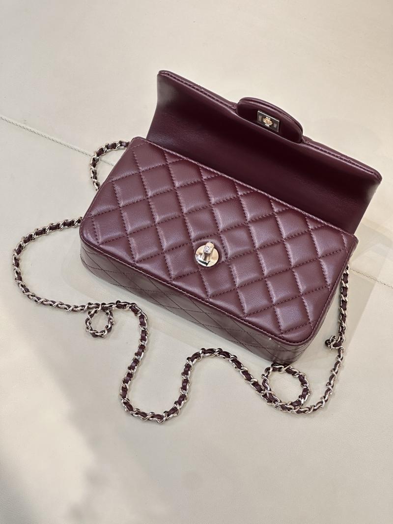 Chanel Mini Classic Handbag Burgundy AS2431