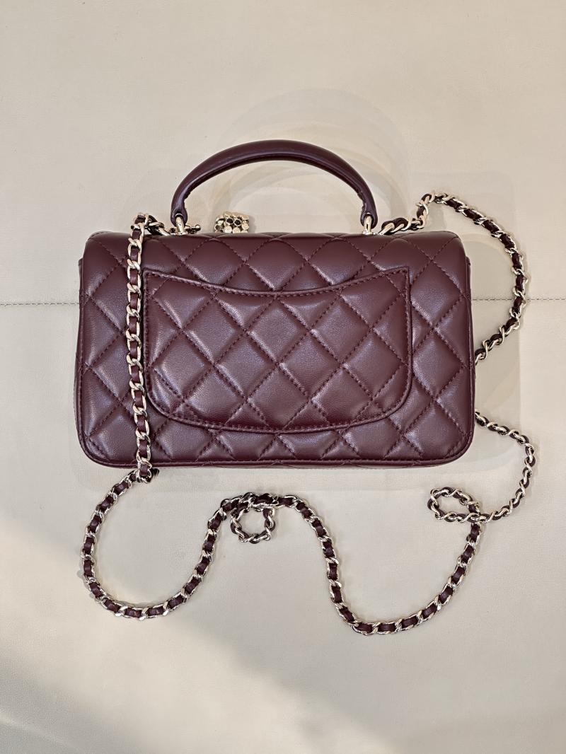 Chanel Mini Classic Handbag Burgundy AS2431