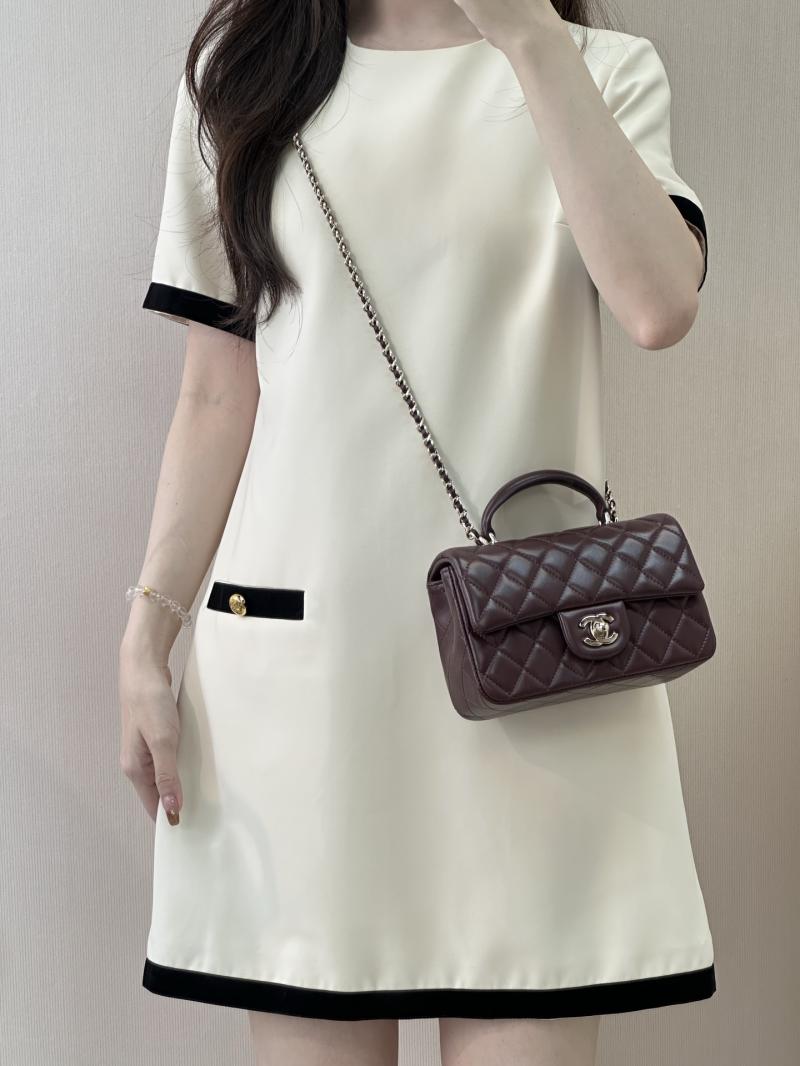 Chanel Mini Classic Handbag Burgundy AS2431