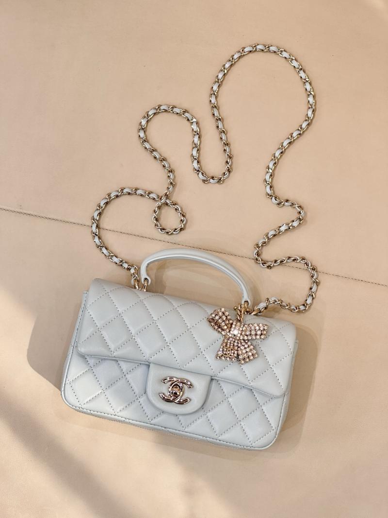 Chanel Mini Classic Handbag Light Blue AS2431