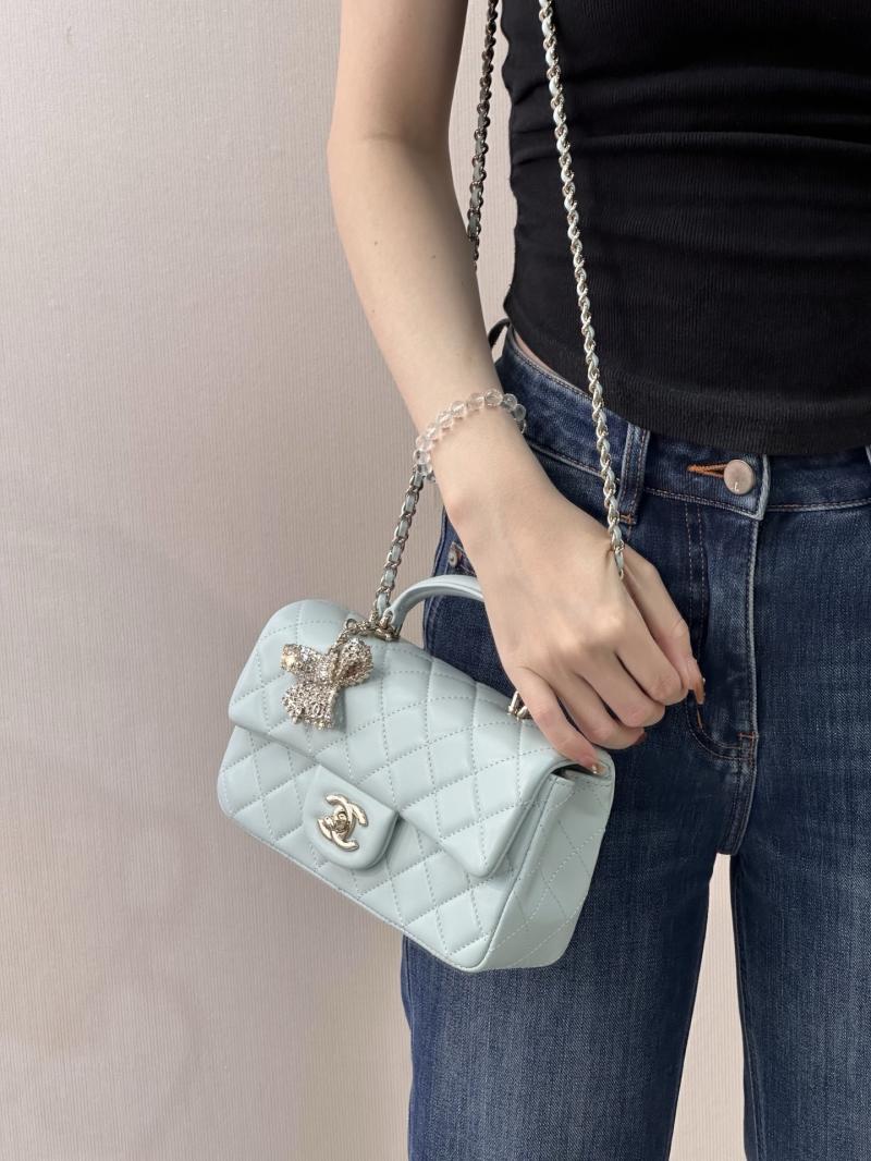 Chanel Mini Classic Handbag Light Blue AS2431