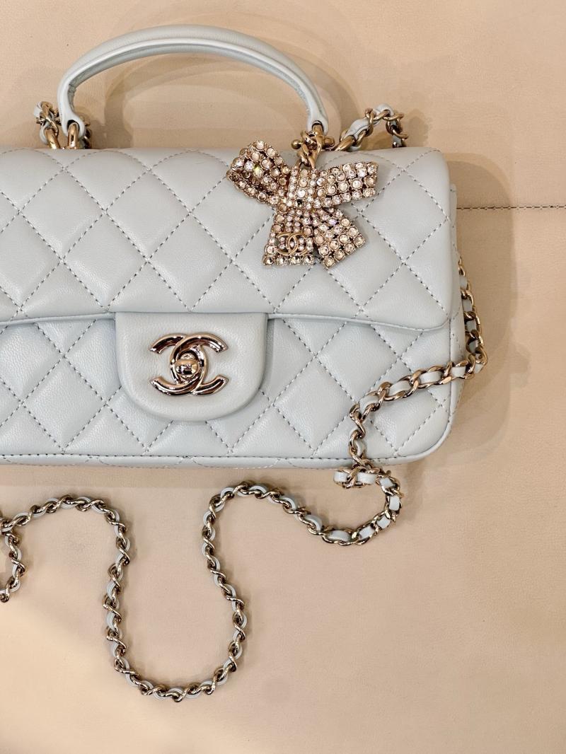 Chanel Mini Classic Handbag Light Blue AS2431