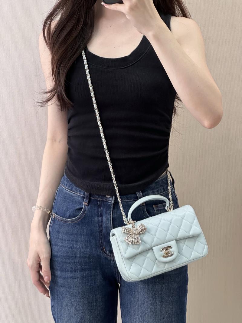 Chanel Mini Classic Handbag Light Blue AS2431