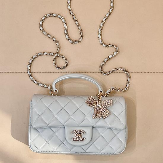 Chanel Mini Classic Handbag Light Blue AS2431 Chanel Mini Classic Handbag Light Blue AS2431