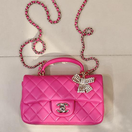 Chanel Mini Classic Handbag Rose AS2431 Chanel Mini Classic Handbag Rose AS2431