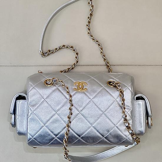 Chanel Small Bowling Bag Silver AS5792  Chanel Small Bowling Bag Silver AS5792