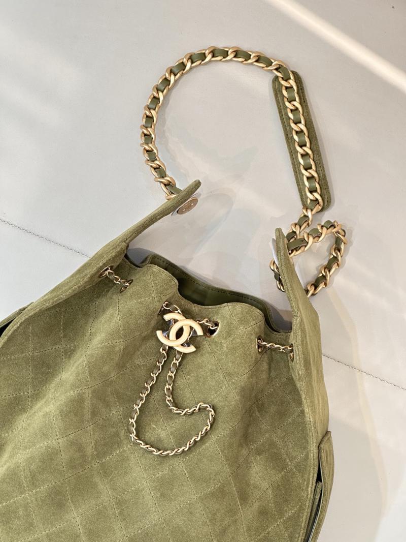 Chanel Suede 25 Medium Handbag Green AS5311