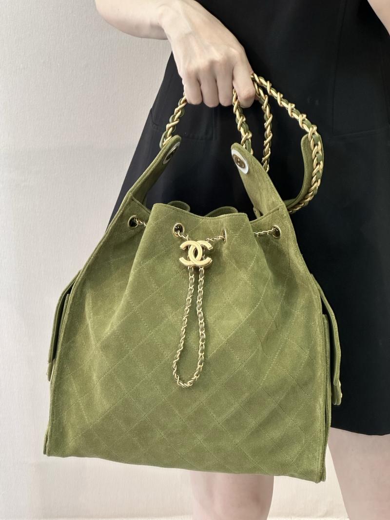 Chanel Suede 25 Medium Handbag Green AS5311