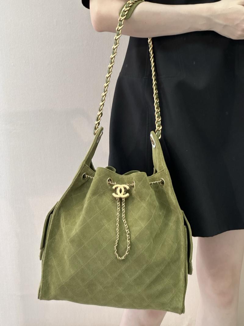 Chanel Suede 25 Medium Handbag Green AS5311
