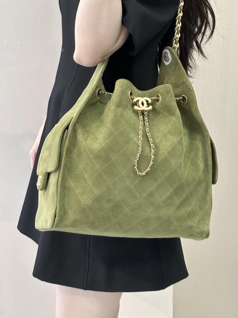 Chanel Suede 25 Medium Handbag Green AS5311