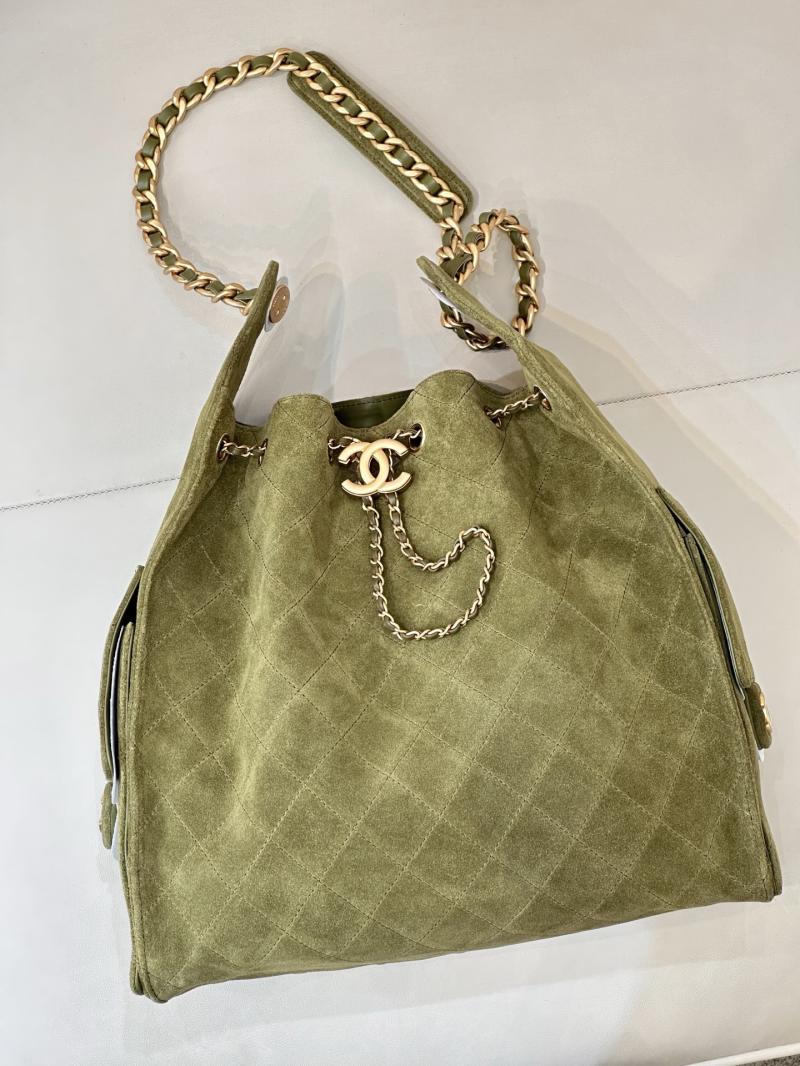Chanel Suede 25 Medium Handbag Green AS5311