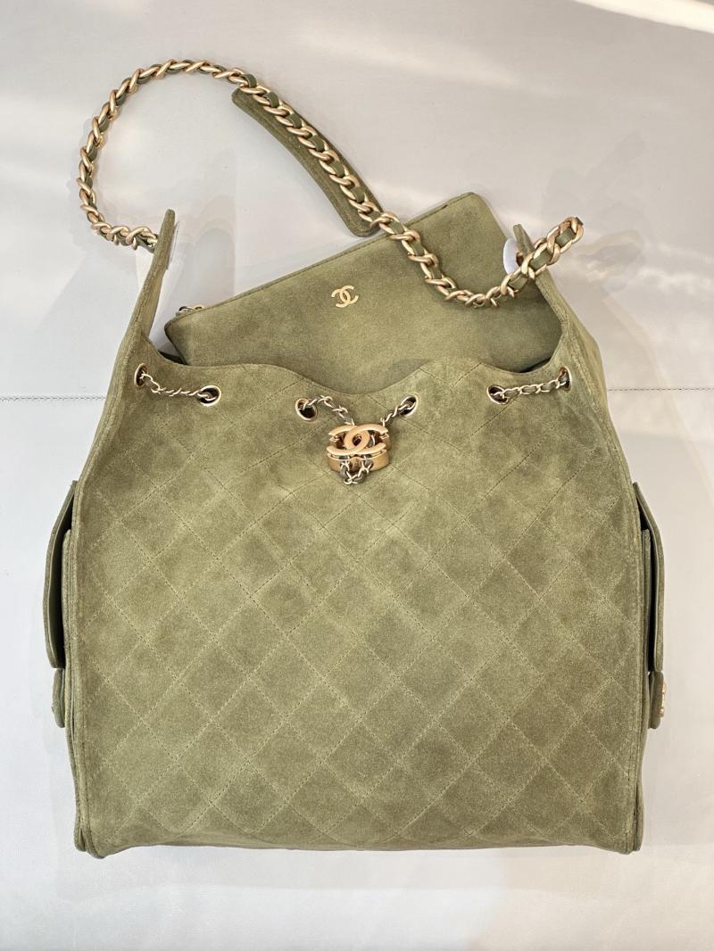 Chanel Suede 25 Medium Handbag Green AS5311