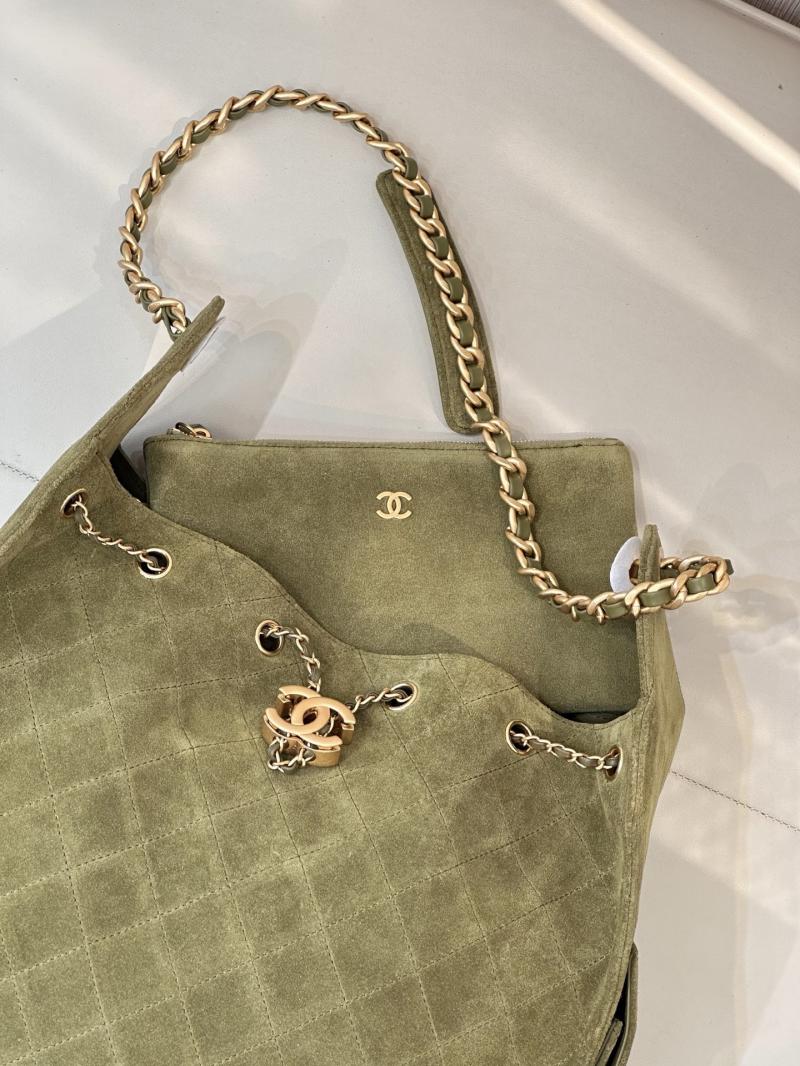 Chanel Suede 25 Medium Handbag Green AS5311