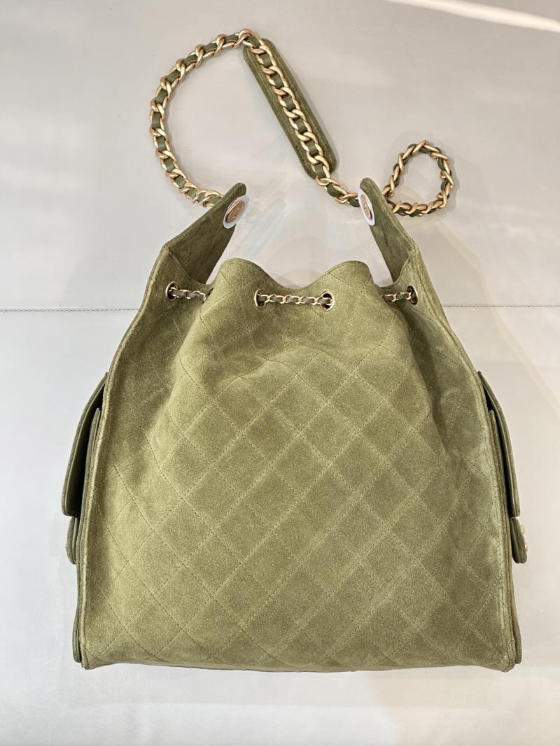 Chanel Suede 25 Medium Handbag Green AS5311