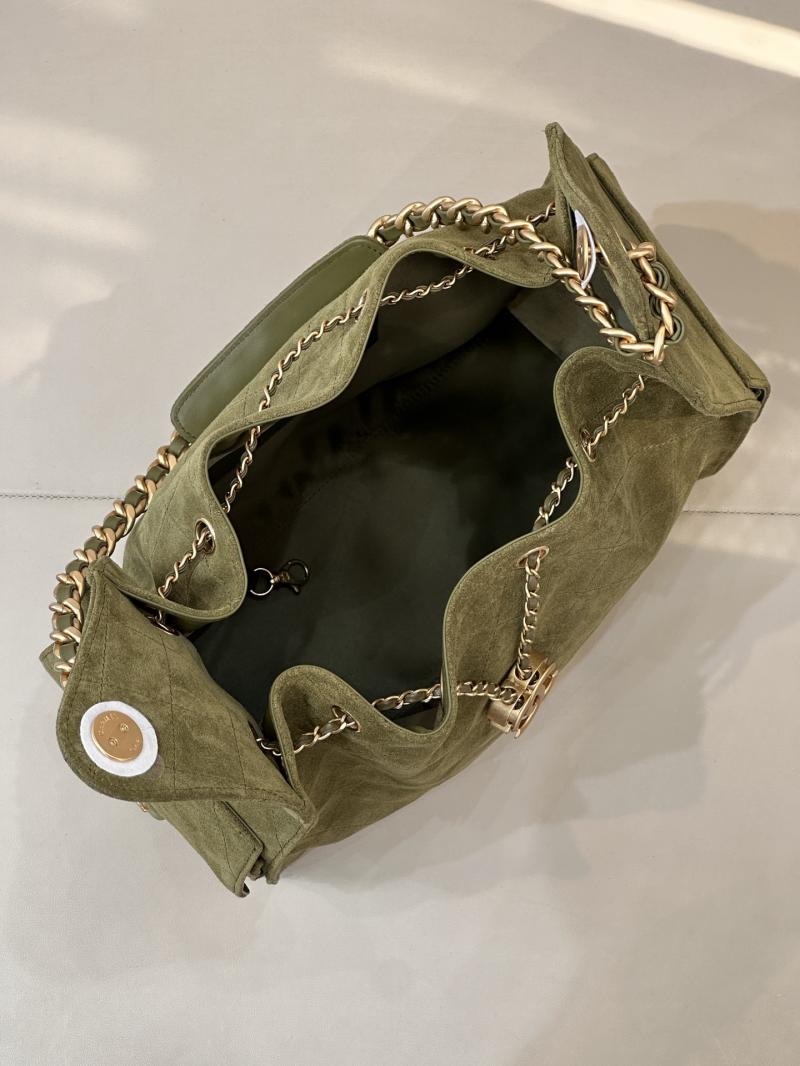 Chanel Suede 25 Medium Handbag Green AS5311