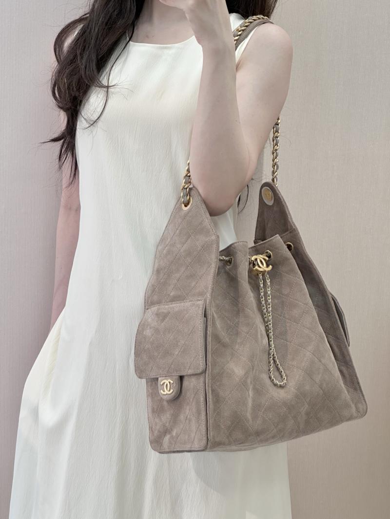 Chanel Suede 25 Medium Handbag Grey AS5311