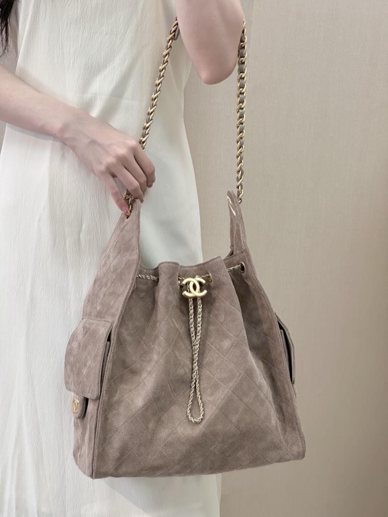 Chanel Suede 25 Medium Handbag Grey AS5311