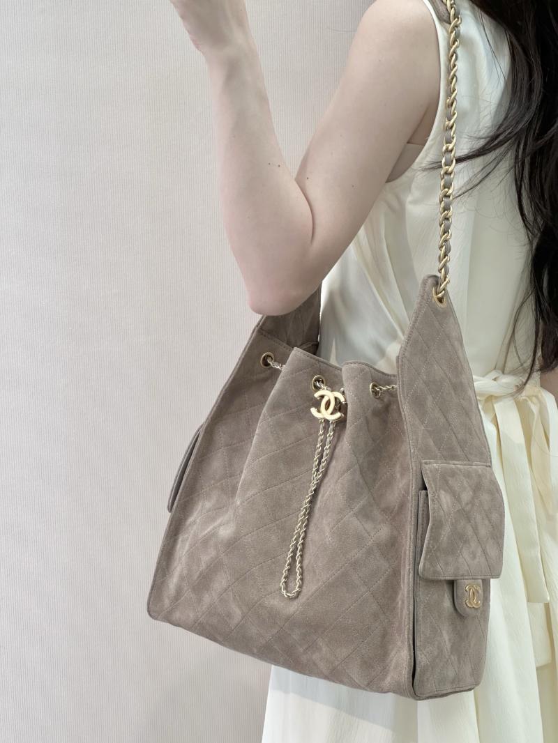 Chanel Suede 25 Medium Handbag Grey AS5311
