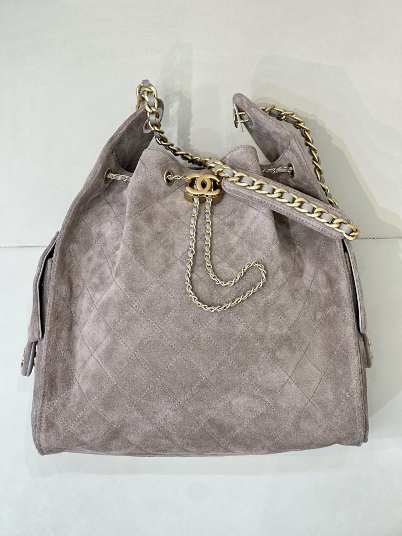 Chanel Suede 25 Medium Handbag Grey AS5311