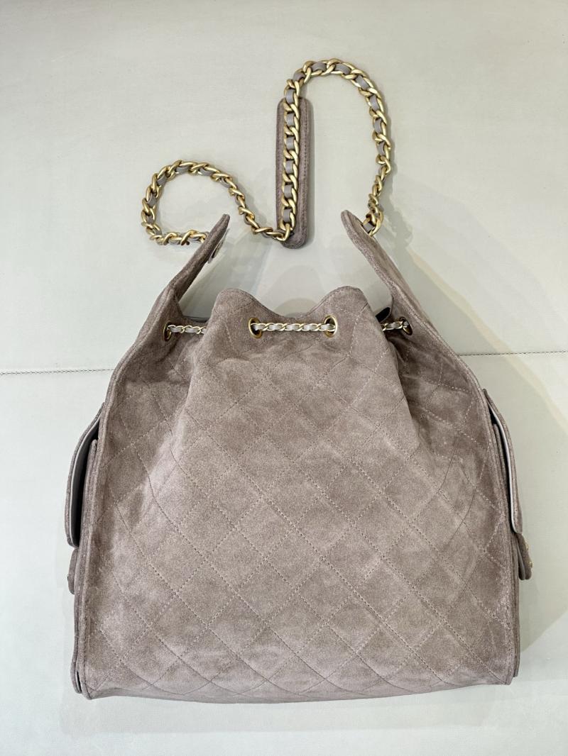 Chanel Suede 25 Medium Handbag Grey AS5311