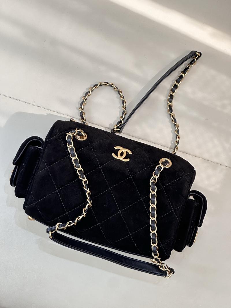 Chanel Suede Small Bowling Bag Black AS5792