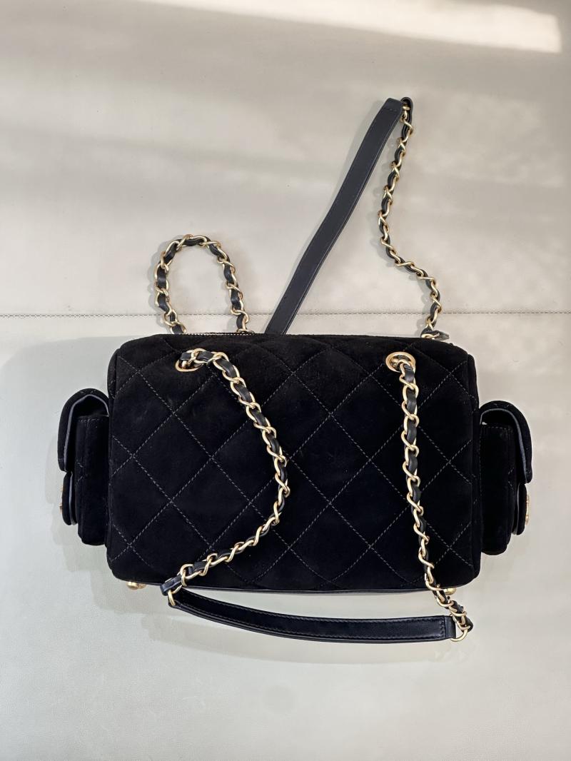 Chanel Suede Small Bowling Bag Black AS5792