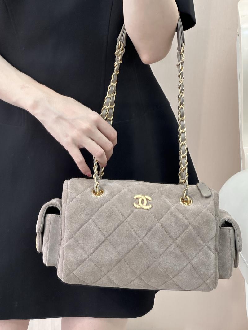 Chanel Suede Small Bowling Bag Grey AS5792