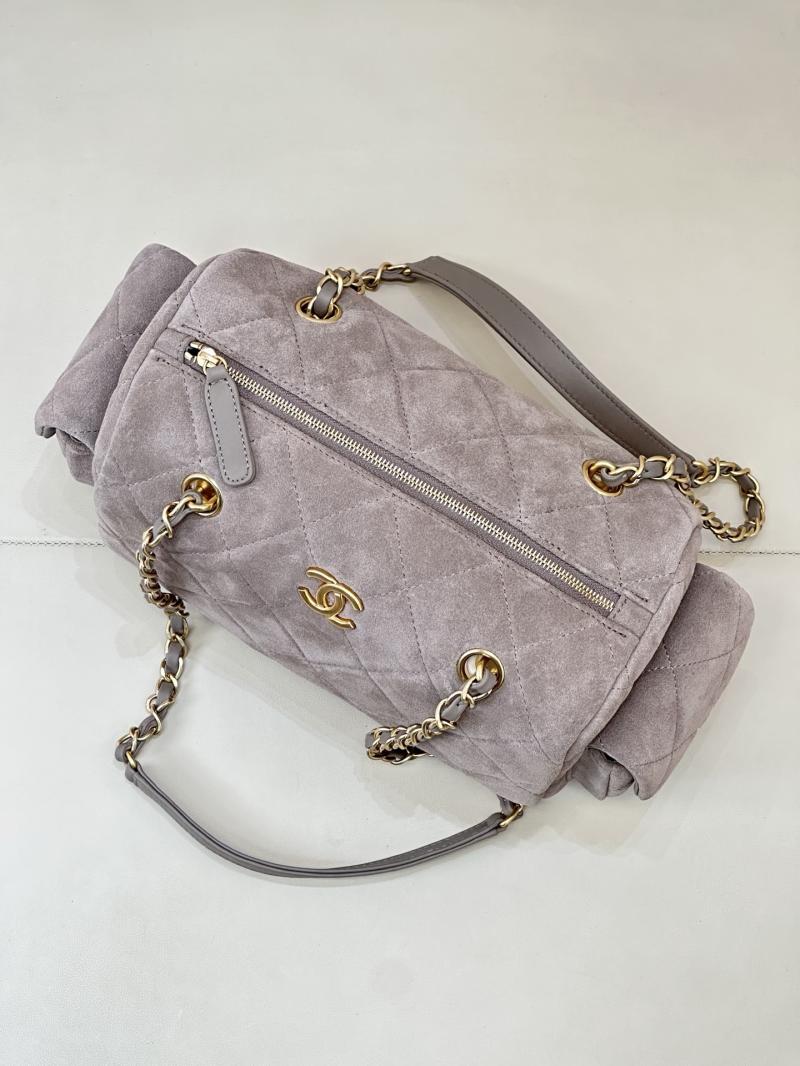 Chanel Suede Small Bowling Bag Grey AS5792