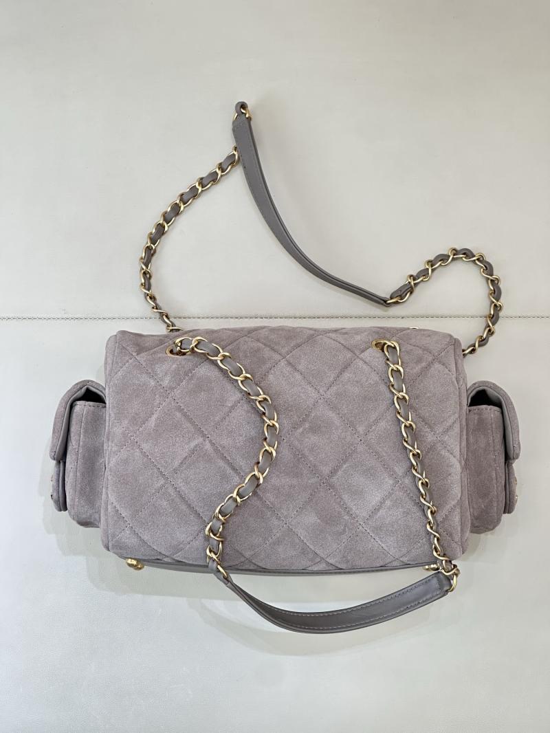 Chanel Suede Small Bowling Bag Grey AS5792