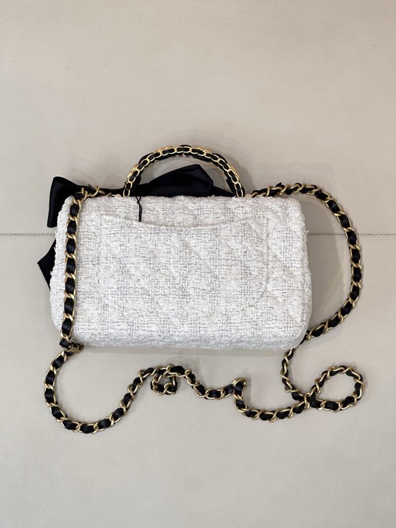 Chanel Tweed Mini Flap Bag White AS5875