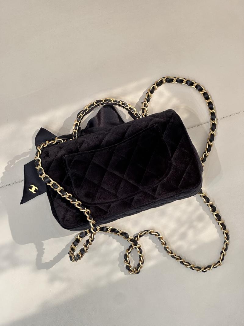 Chanel Velvet Mini Flap Bag Black AS5875