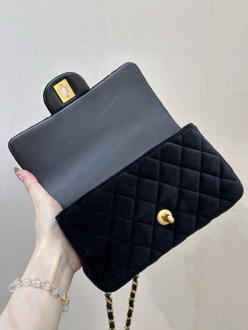 Chanel Velvet Mini Flap Bag Black AS5875