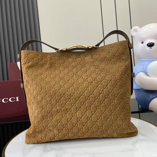 Gucci Beatrix large Suede tote bag Brown 850546