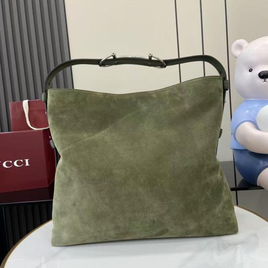 Gucci Beatrix large Suede tote bag Green 850546