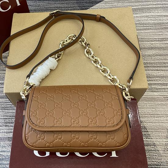 Gucci GG Emblem small shoulder bag Brown 847448