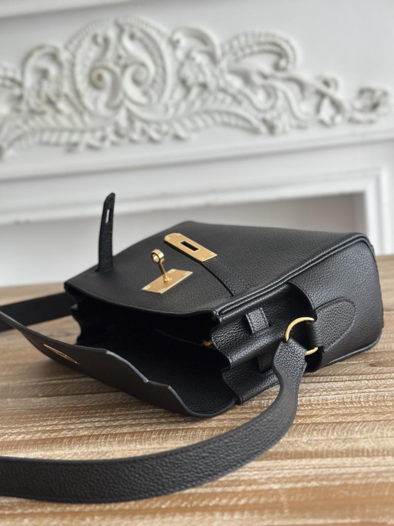 Hermes Kelly Messenger Bag Black with Gold HM1030