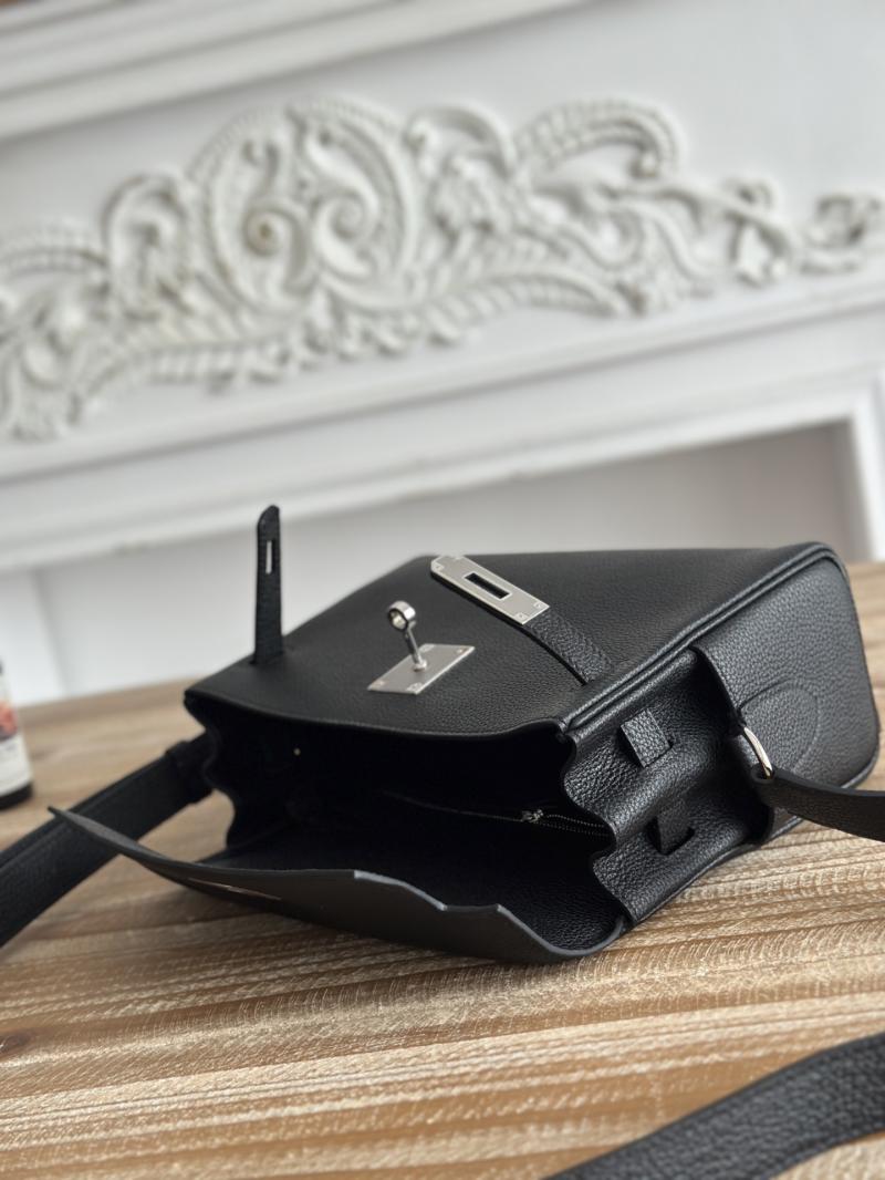 Hermes Kelly Messenger Bag Black with Silver HM1030